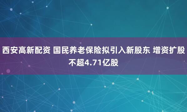 西安高新配资 国民养老保险拟引入新股东 增资扩股不超4.71亿股